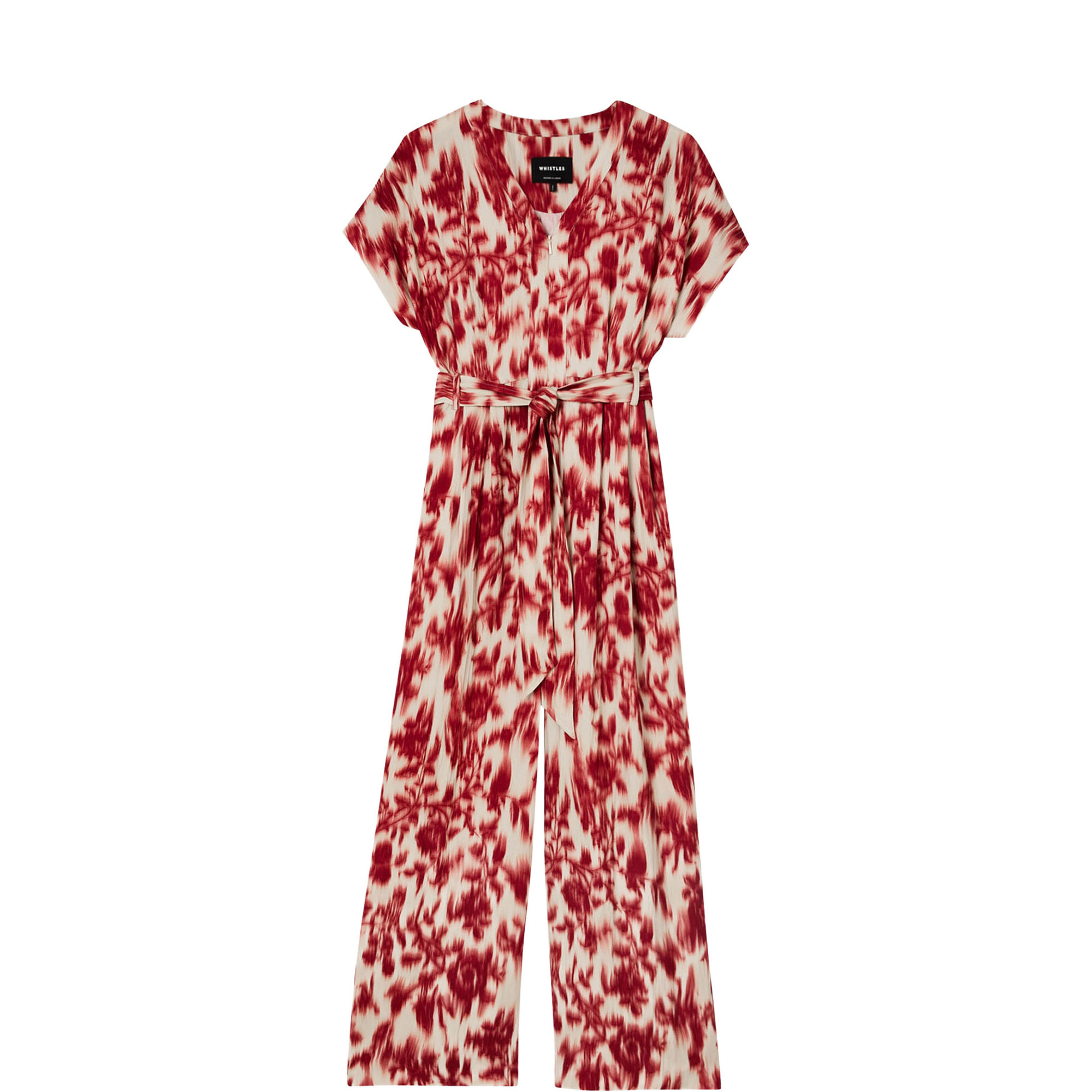 Blurred Floral Tie Jumpsuit