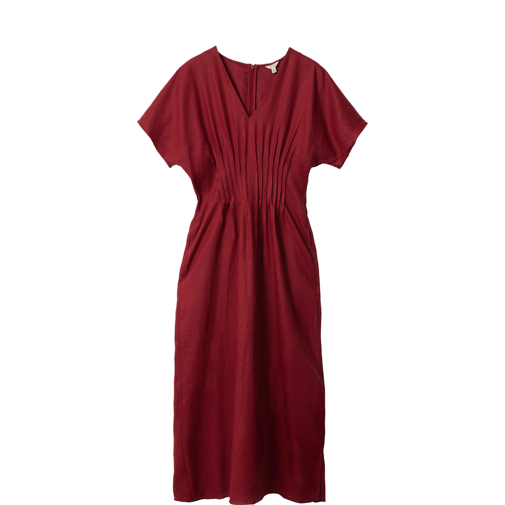 Pintuck Linen Flared Dress