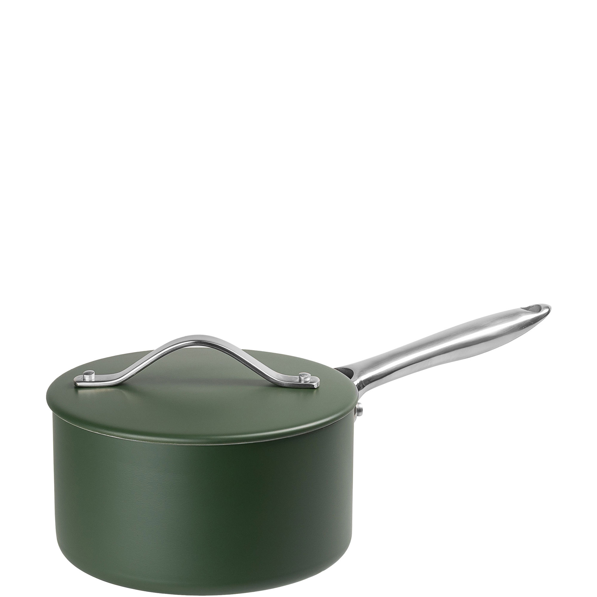 Green Pressed Aluminium Saucepan 18cm