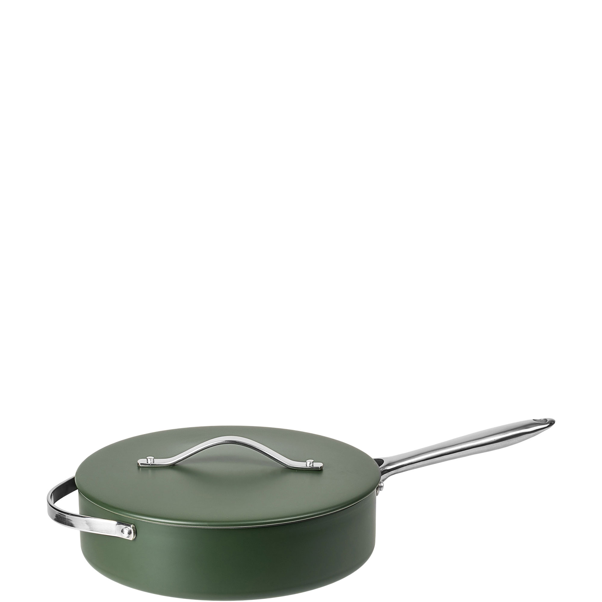 Green Pressed Aluminium Saut&eacute; Pan 26cm