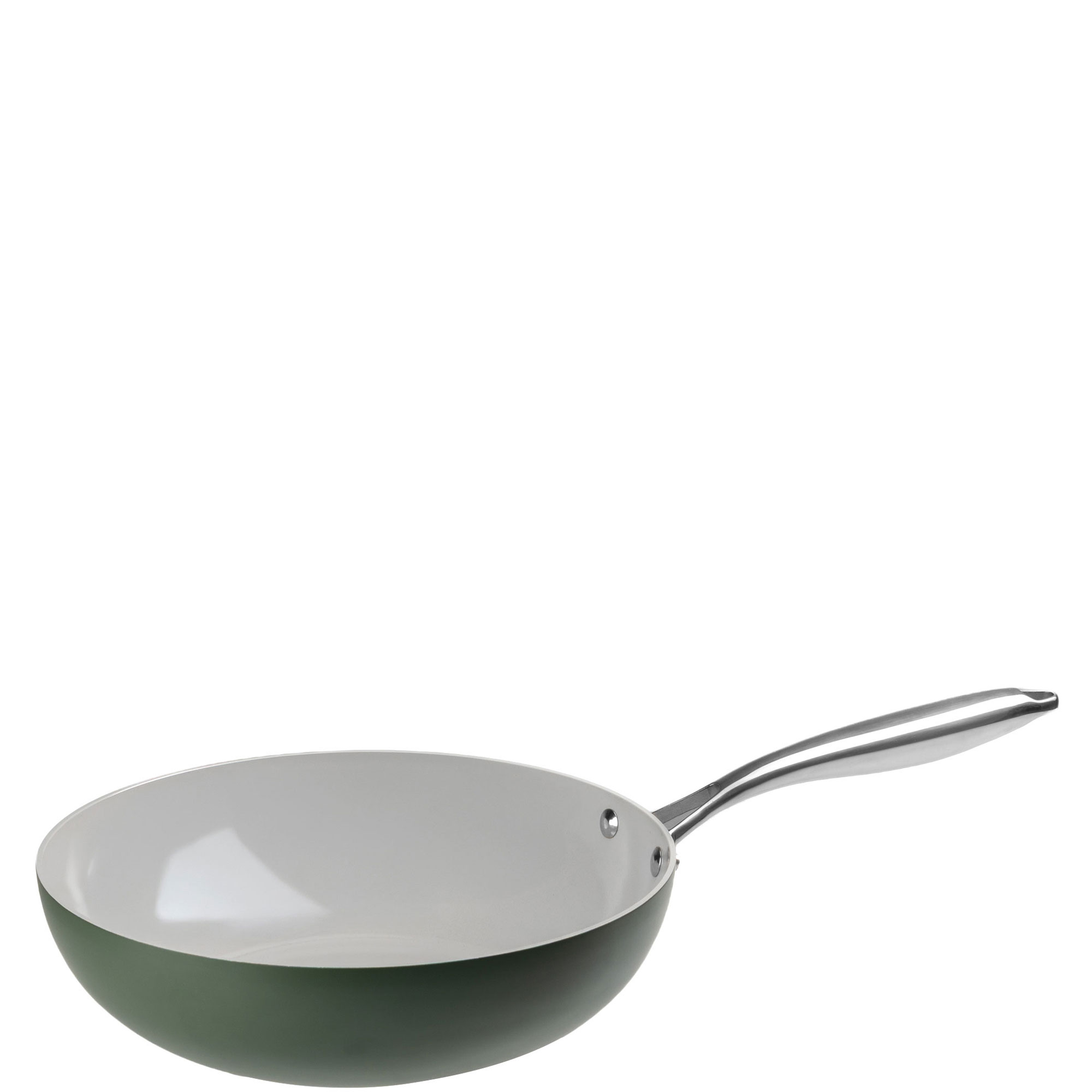 Green Pressed Aluminium Wok 28cm