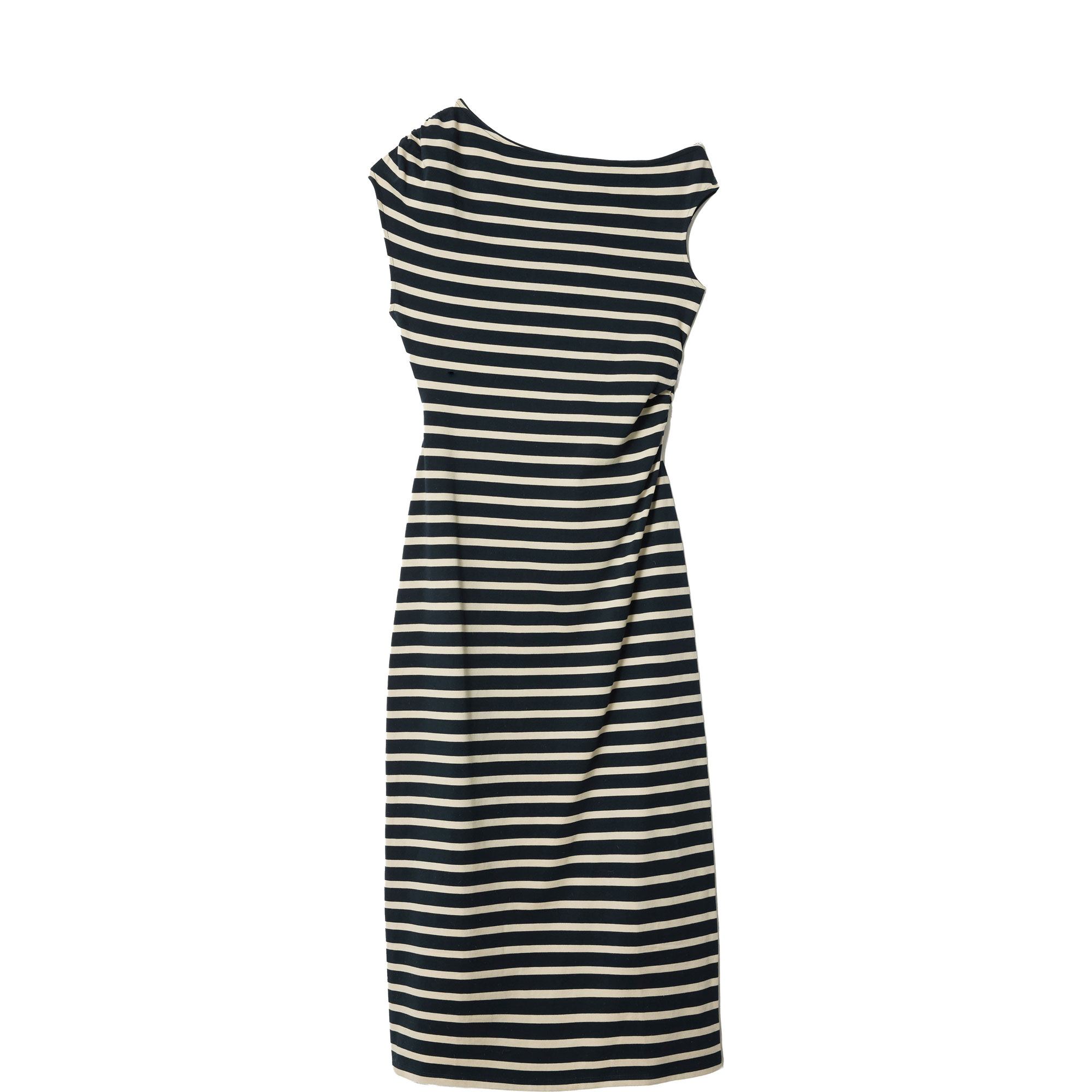 Striped Asymmetric Flared Dress