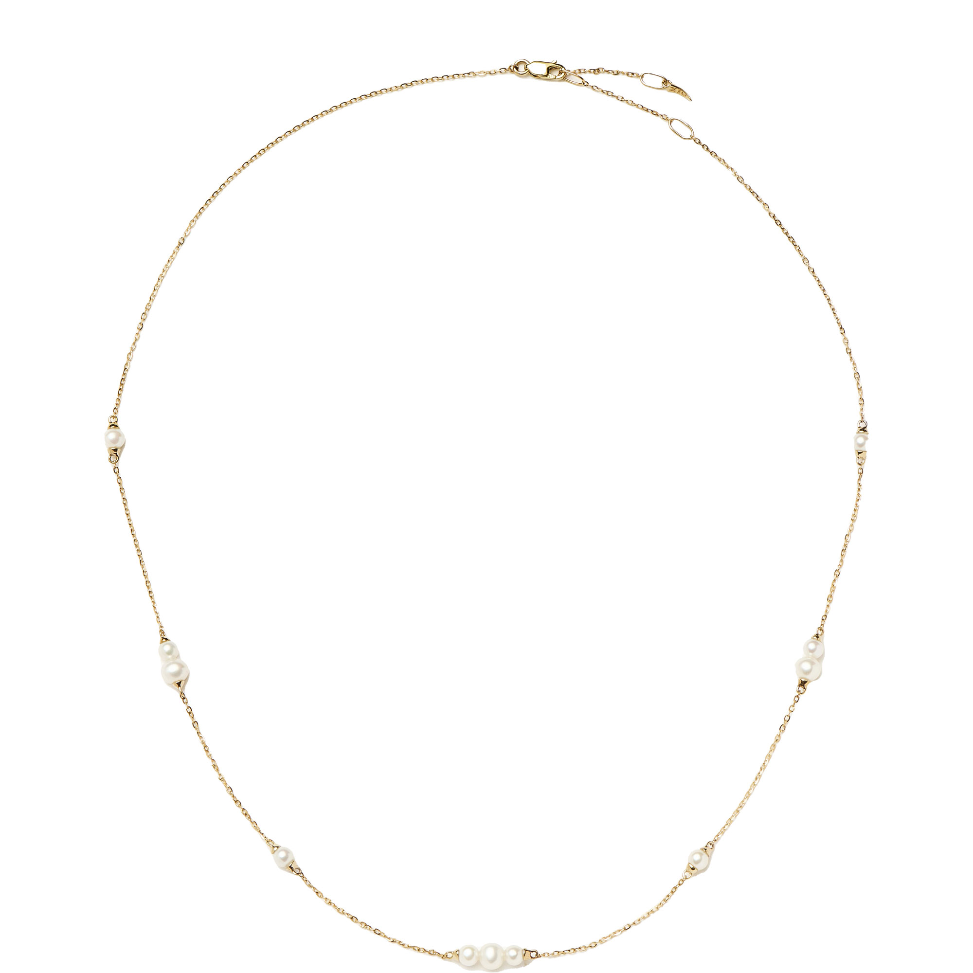 Solid Gold Pearl Chain Necklace