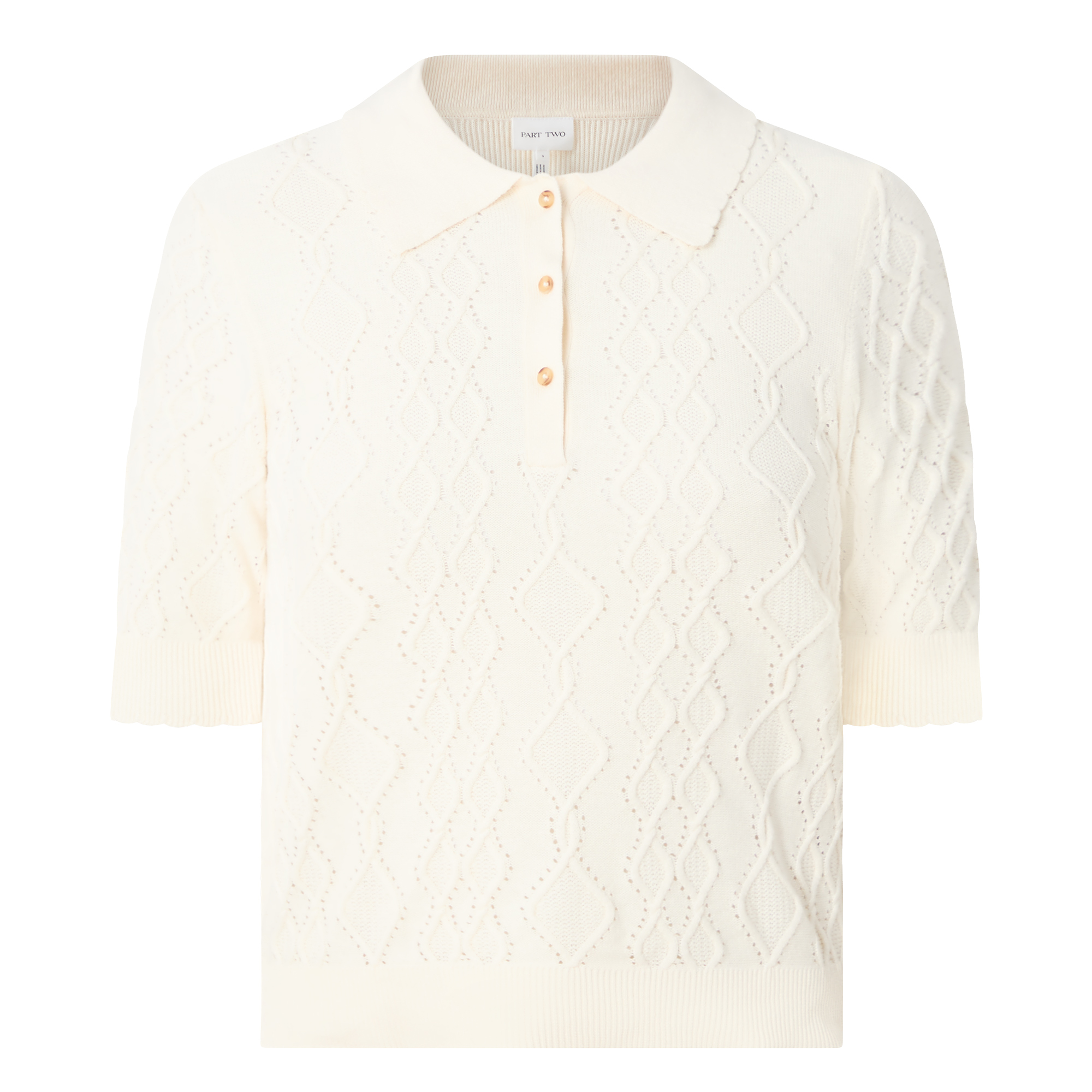 Part Two Cinia Textured-Knit Polo Sweater