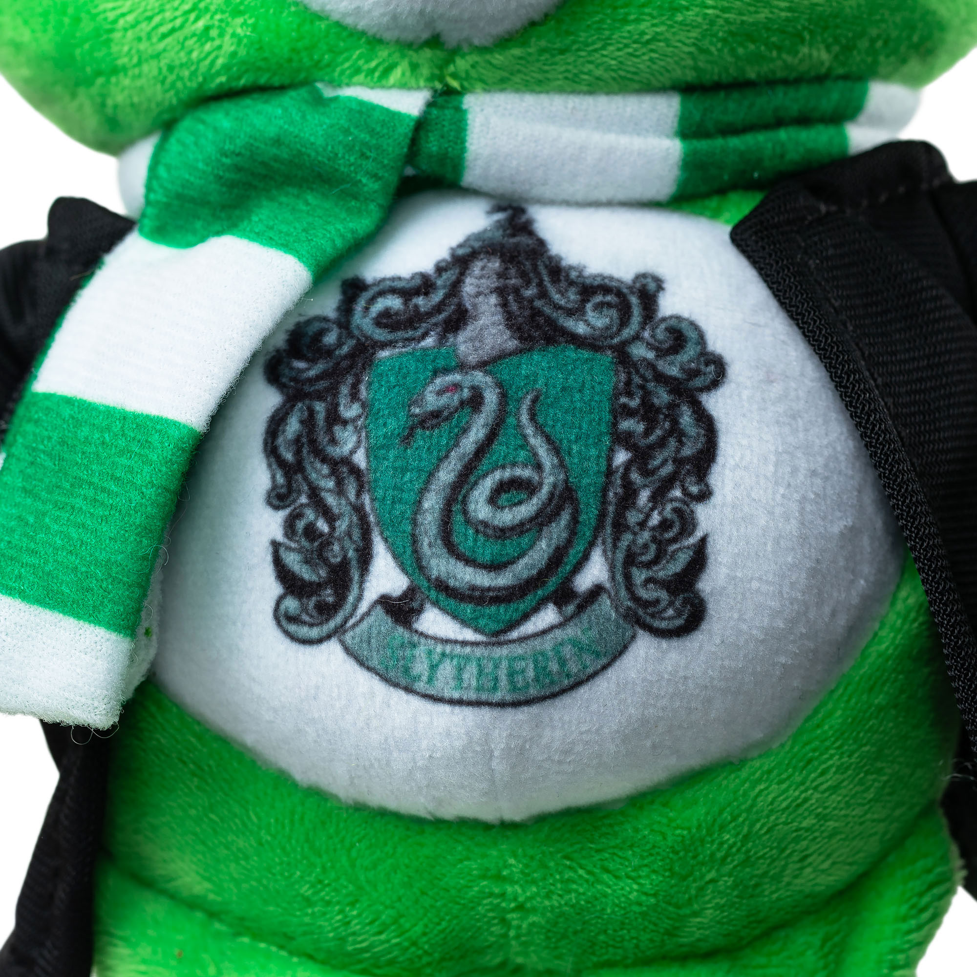 Care Bears Harry Potter Slytherin plush toy in green and white, with embroidered Slytherin crest and striped scarf detail