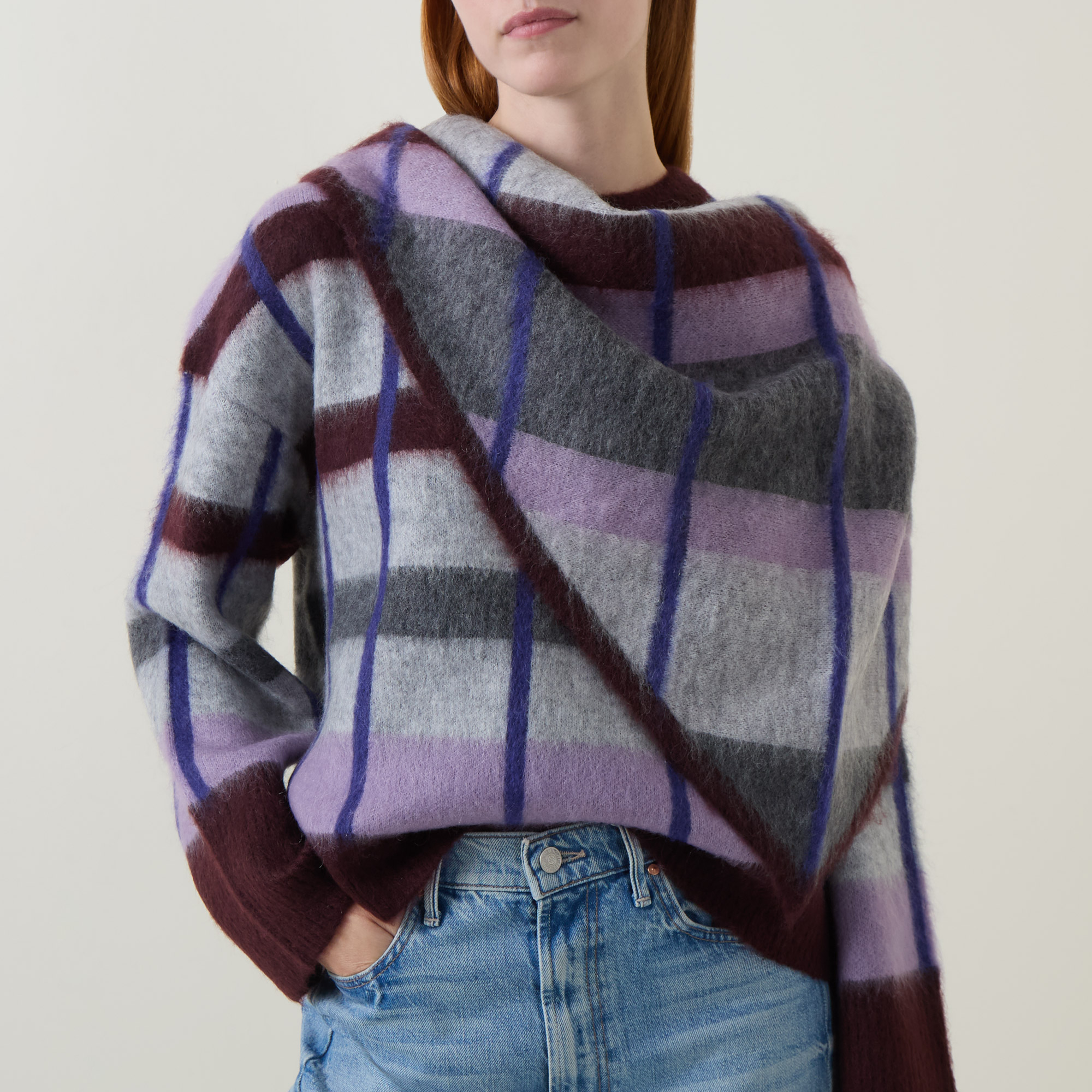 Website Contrast MARC O POLO Check Contrast-Trim Scarf