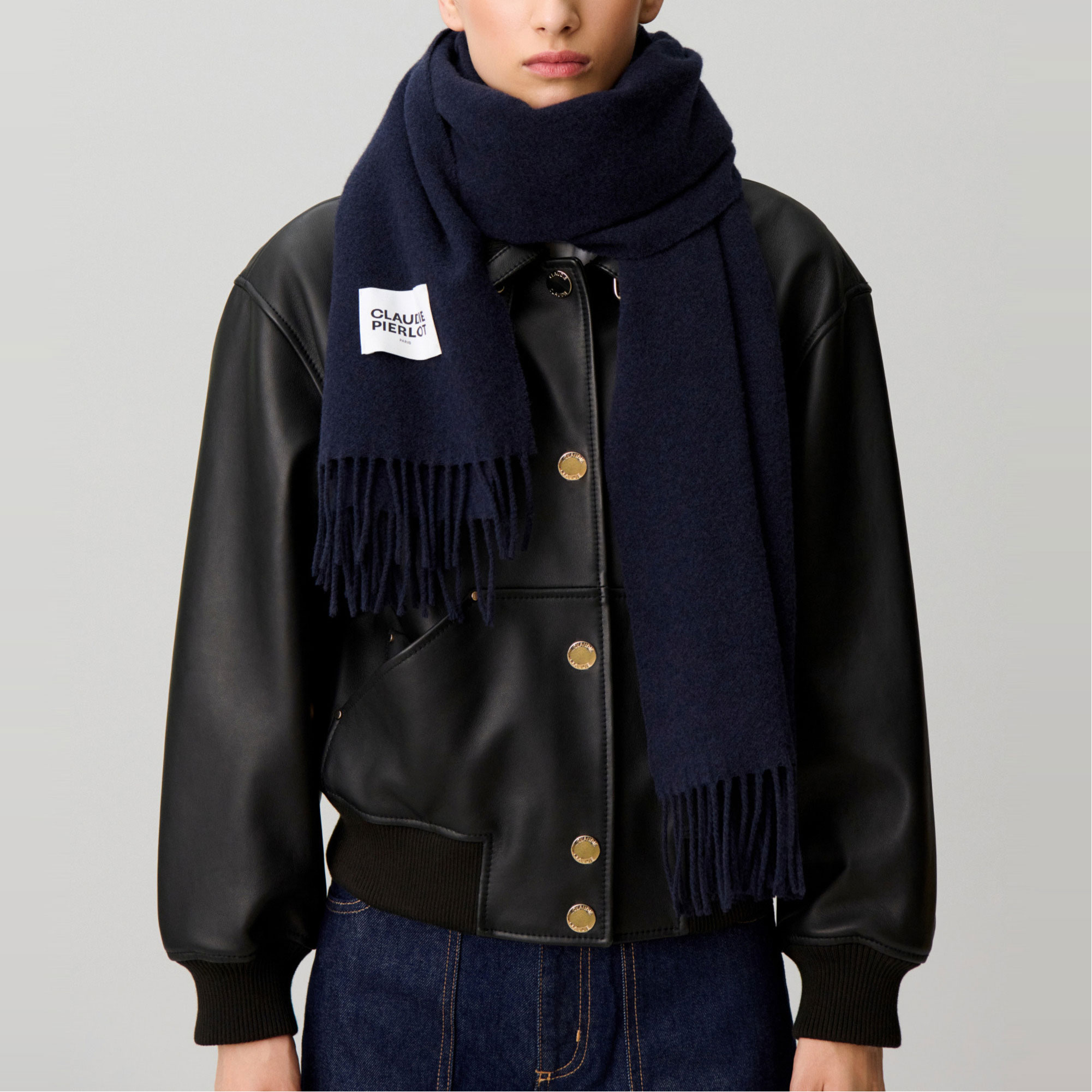 Scarf Add Model CLAUDIE PIERLOT Logo Wide Fringed Scarf
