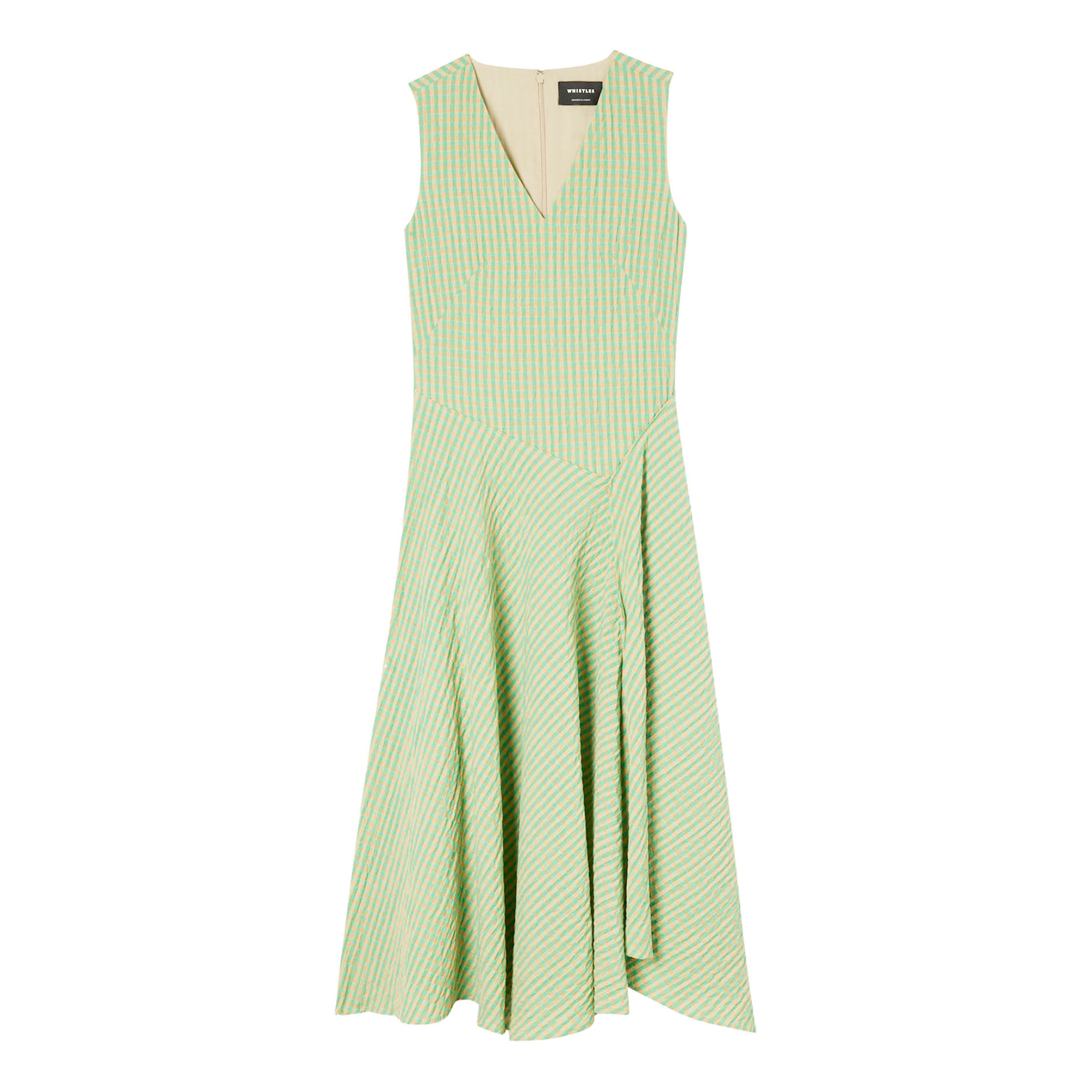 Whistles Textured Check Asymmetric Flared Dress