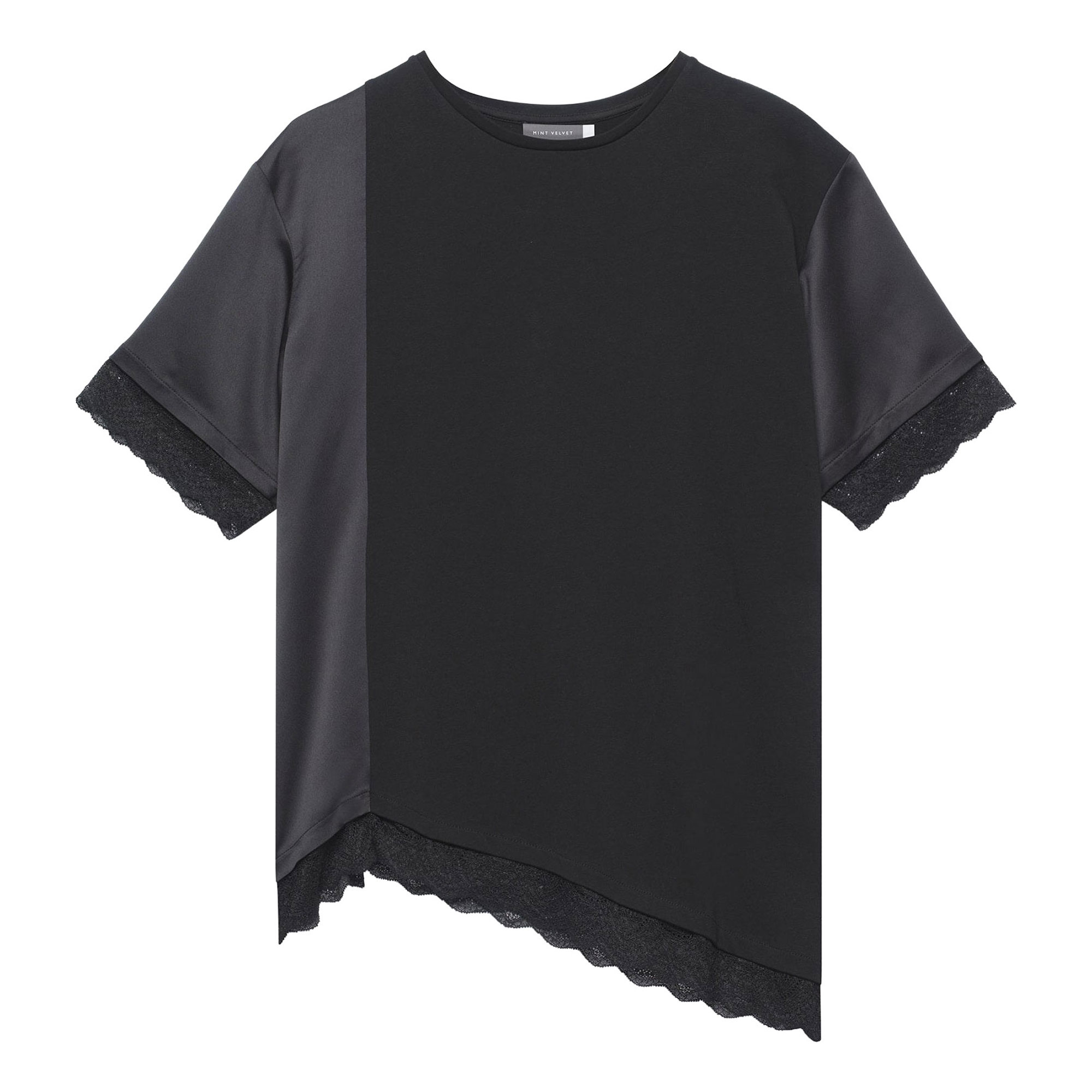 Mint Velvet Panelled Lace-Trim T-Shirt