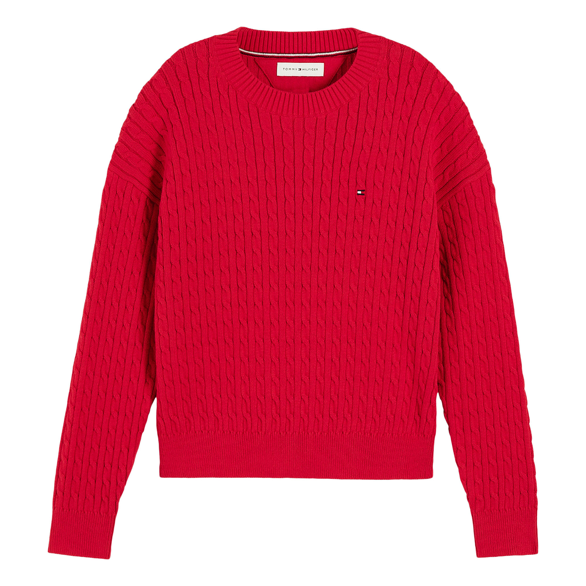 Tommy Hilfiger Kids Flag Logo Relaxed Cable Knitted Sweater