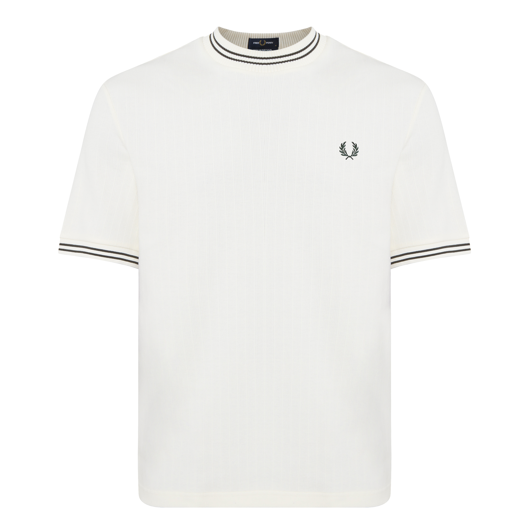 Fred Perry Herren Weiß Ribbed Jersey T-Shirt - Bild 3