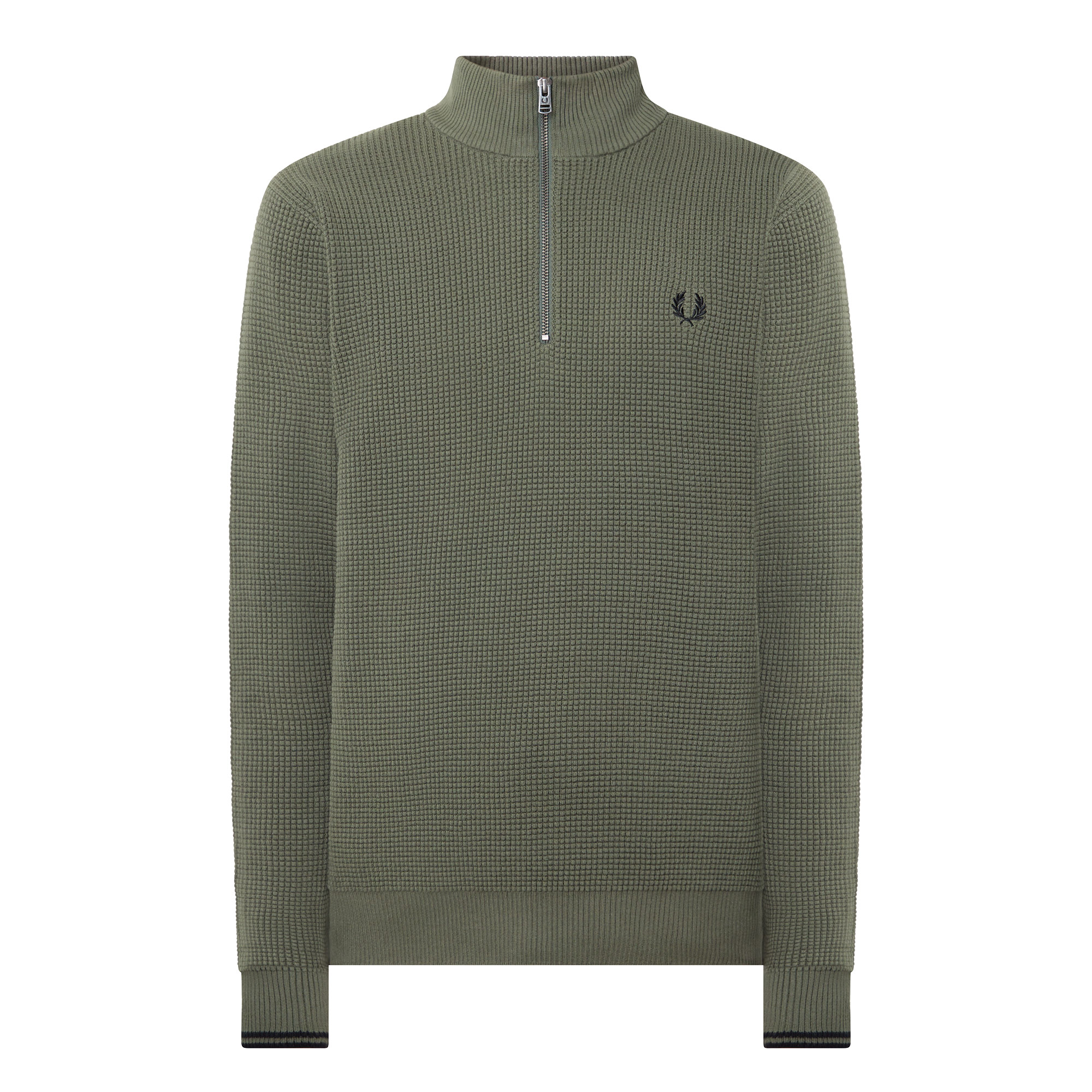 Fred Perry Herren Grün Troyer Aus Baumwolle Waffle Stitch, Gr. M - Bild 7