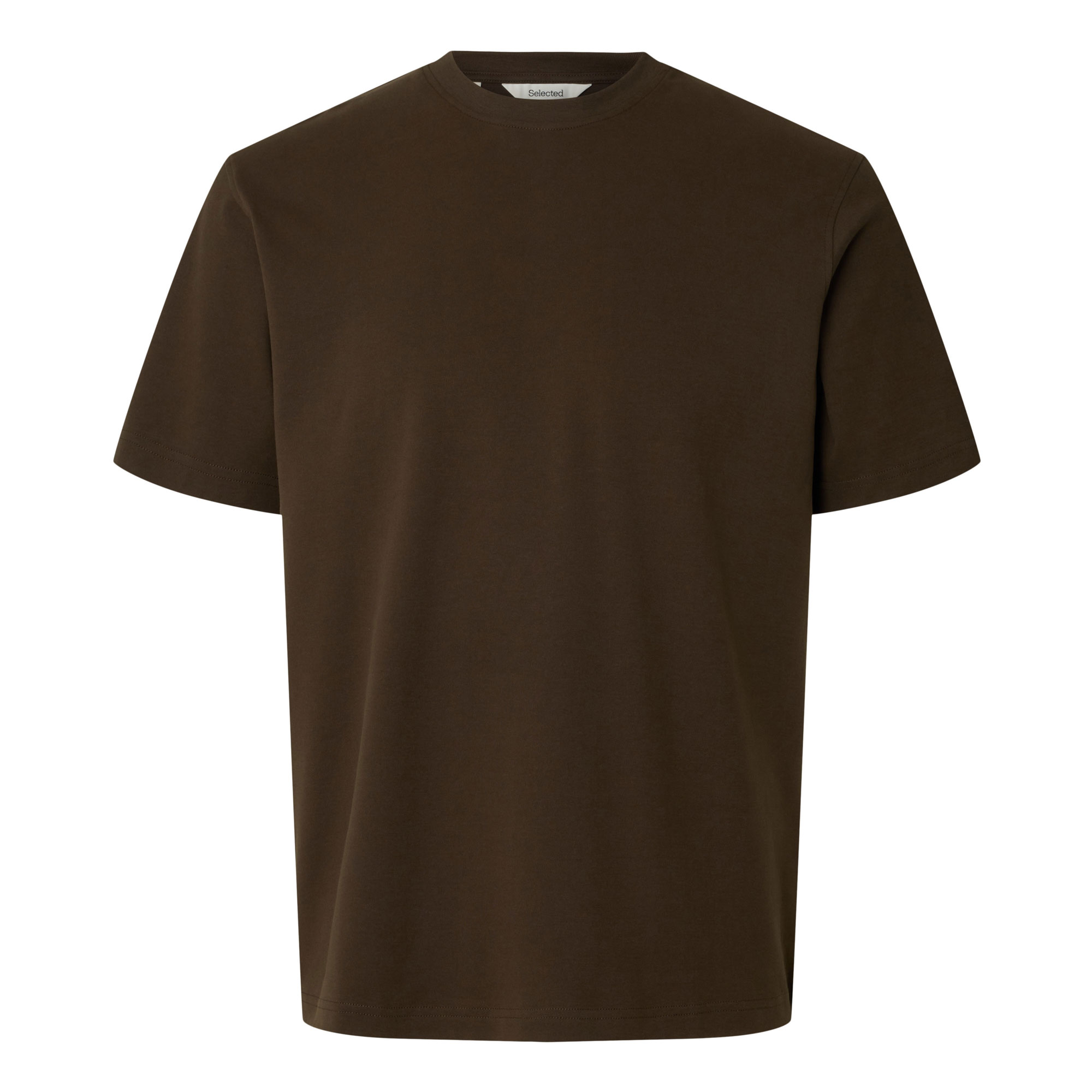 Selected Herren Braun Schweres T-Shirt Aus 100 % Baumwolle In Schoko - Bild 3