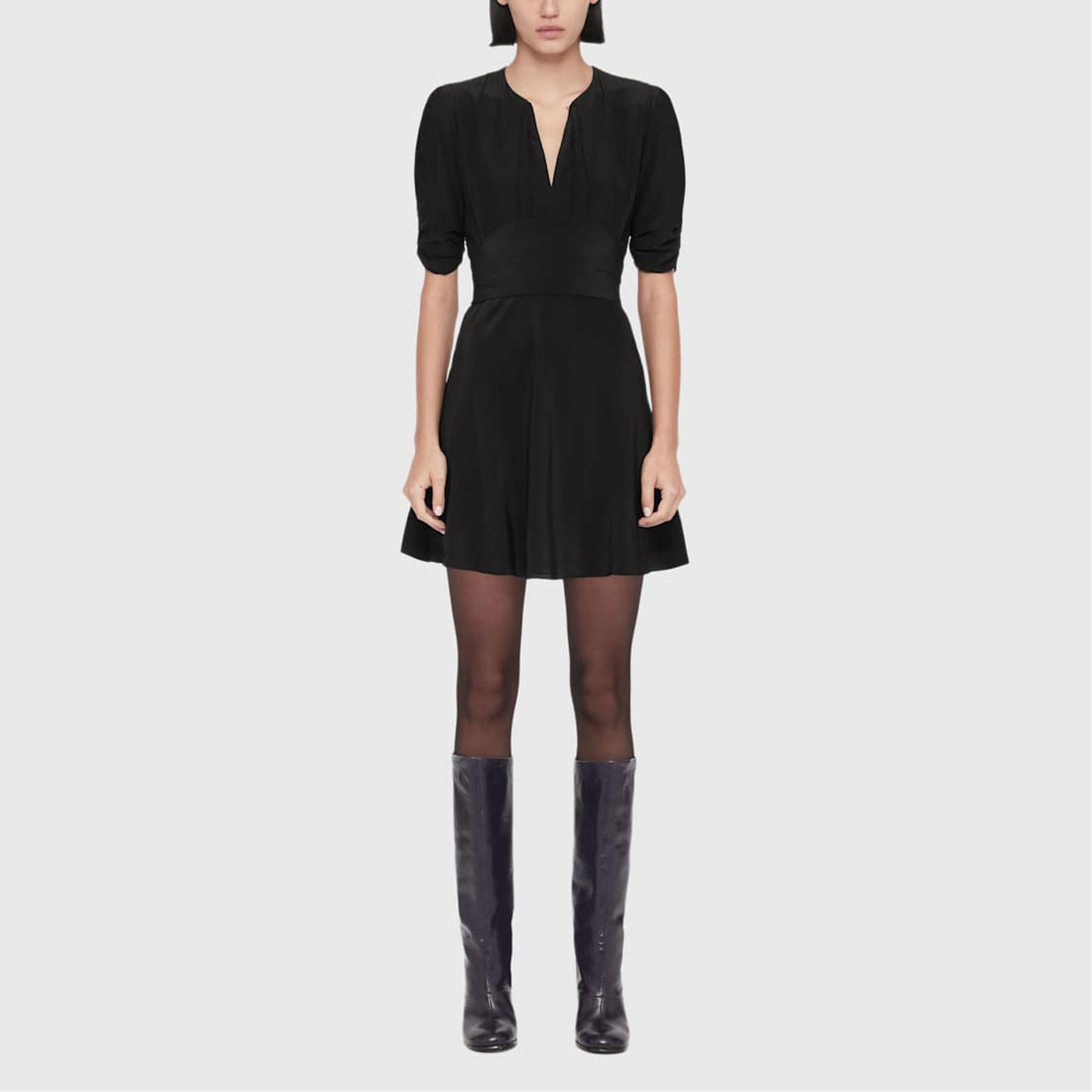 Ena Mini Silk Flared Dress