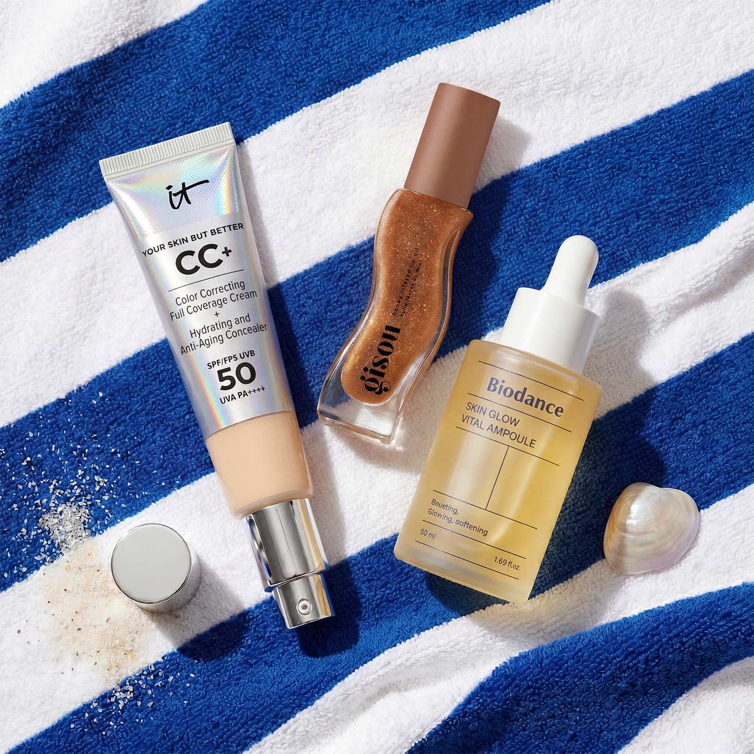 Summer beauty products and cosmetics promotion