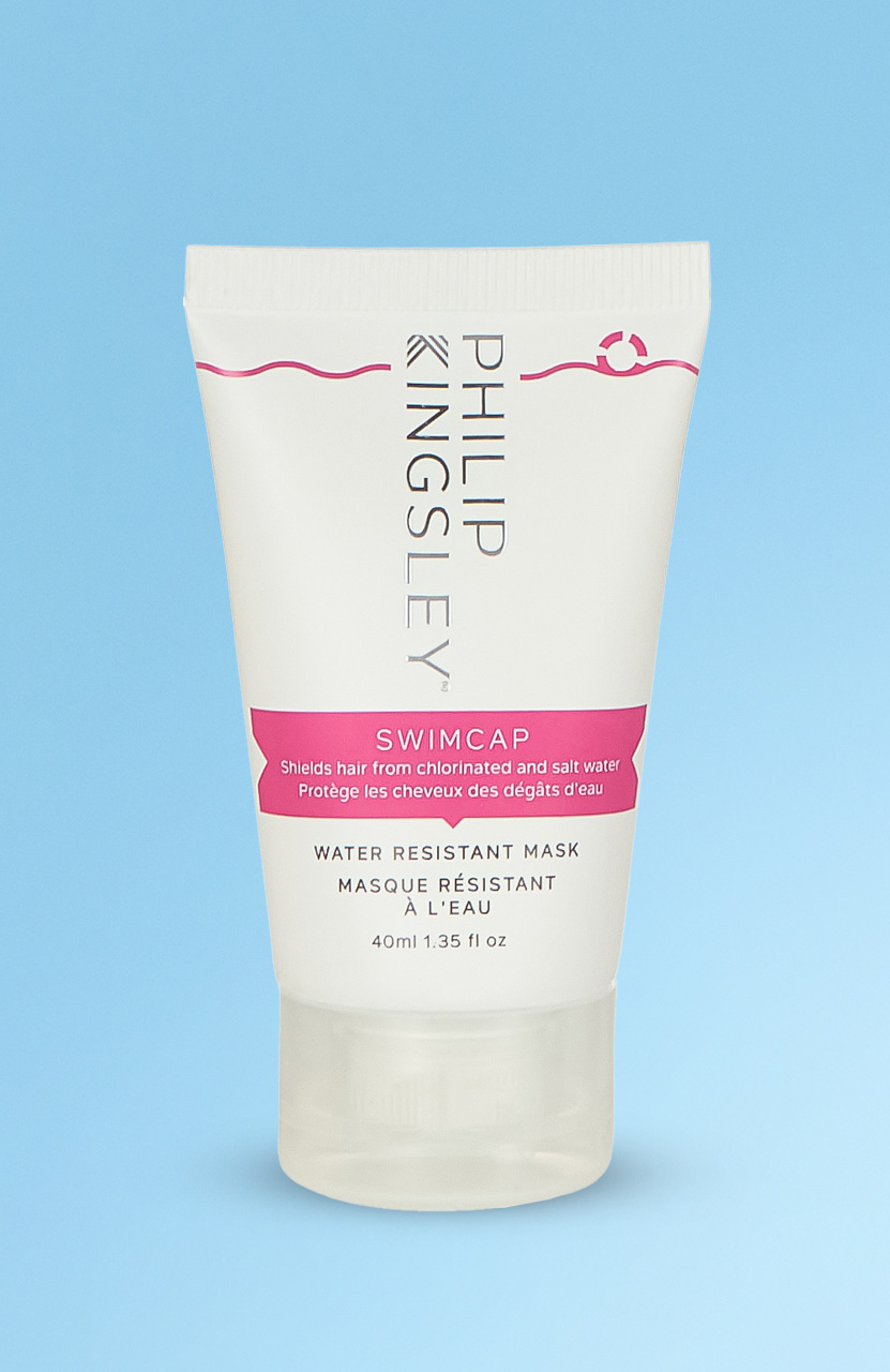 Philip Kingsley Swimcap, a water-resistant hair mask, shields hair from chlorinated and salt water. 40ml tube.