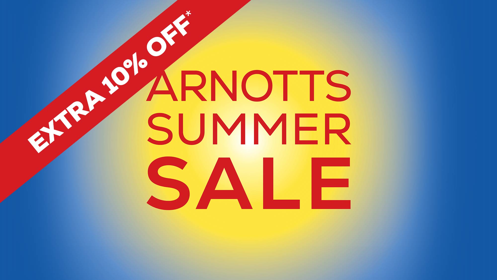 Blue gift boxes with 'ARNOTTS' branding, a smartphone displaying a screen, and a small black ribbon-wrapped box on a blue background.