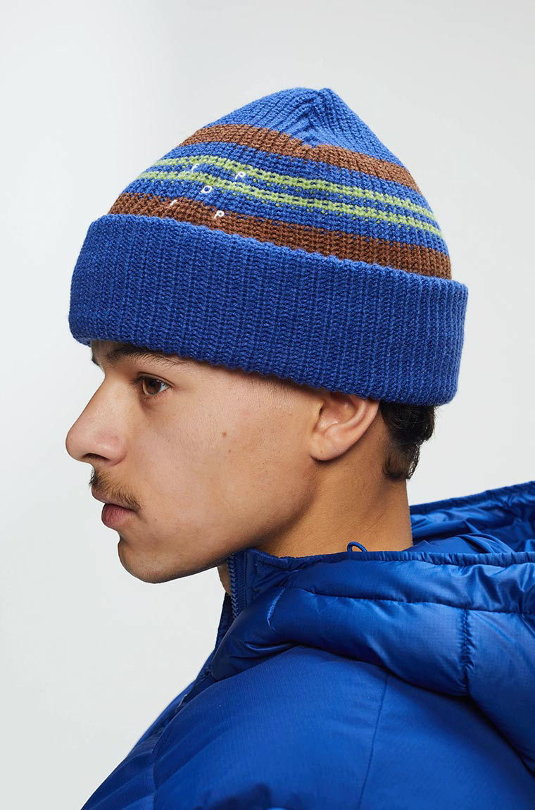 Stone Beanie & Brown Scarf
