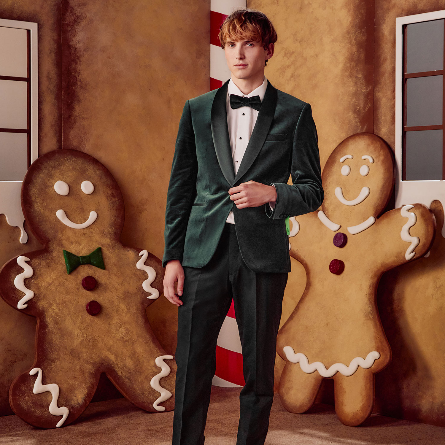 Man with gingerbread background