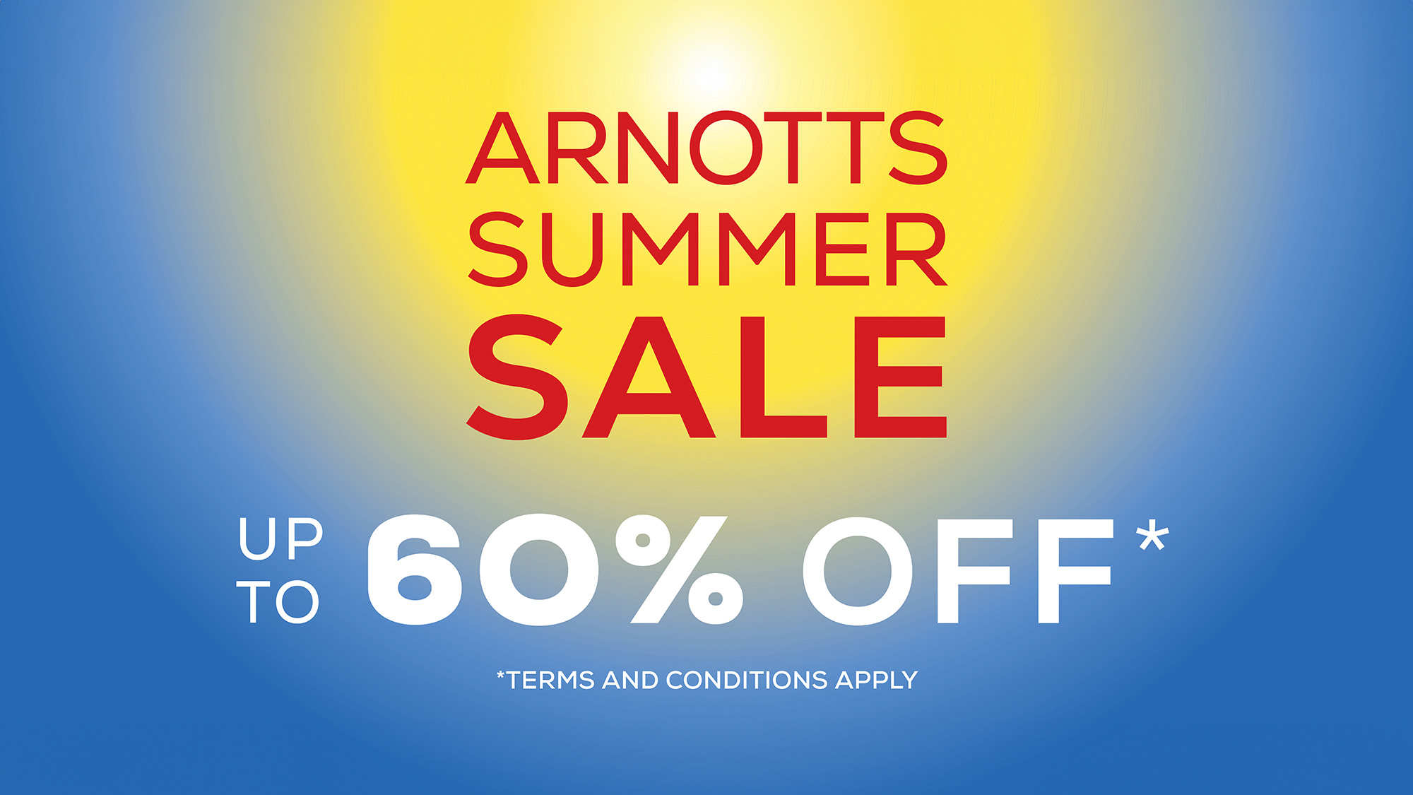 Summer sale promotional banner with up to 50% off offer displayed in white text on yellow and blue gradient