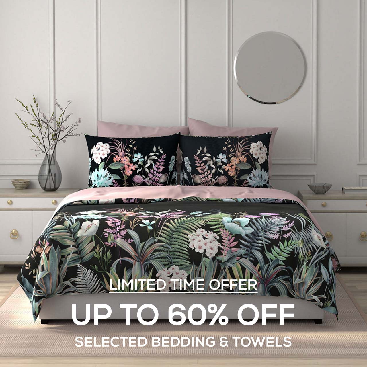 bedding flowery with up to 60% off overlay
