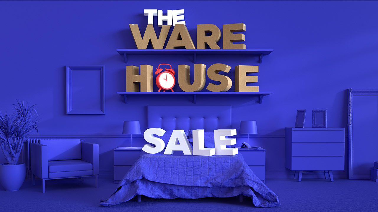 Warehouse sale dark blue graphic