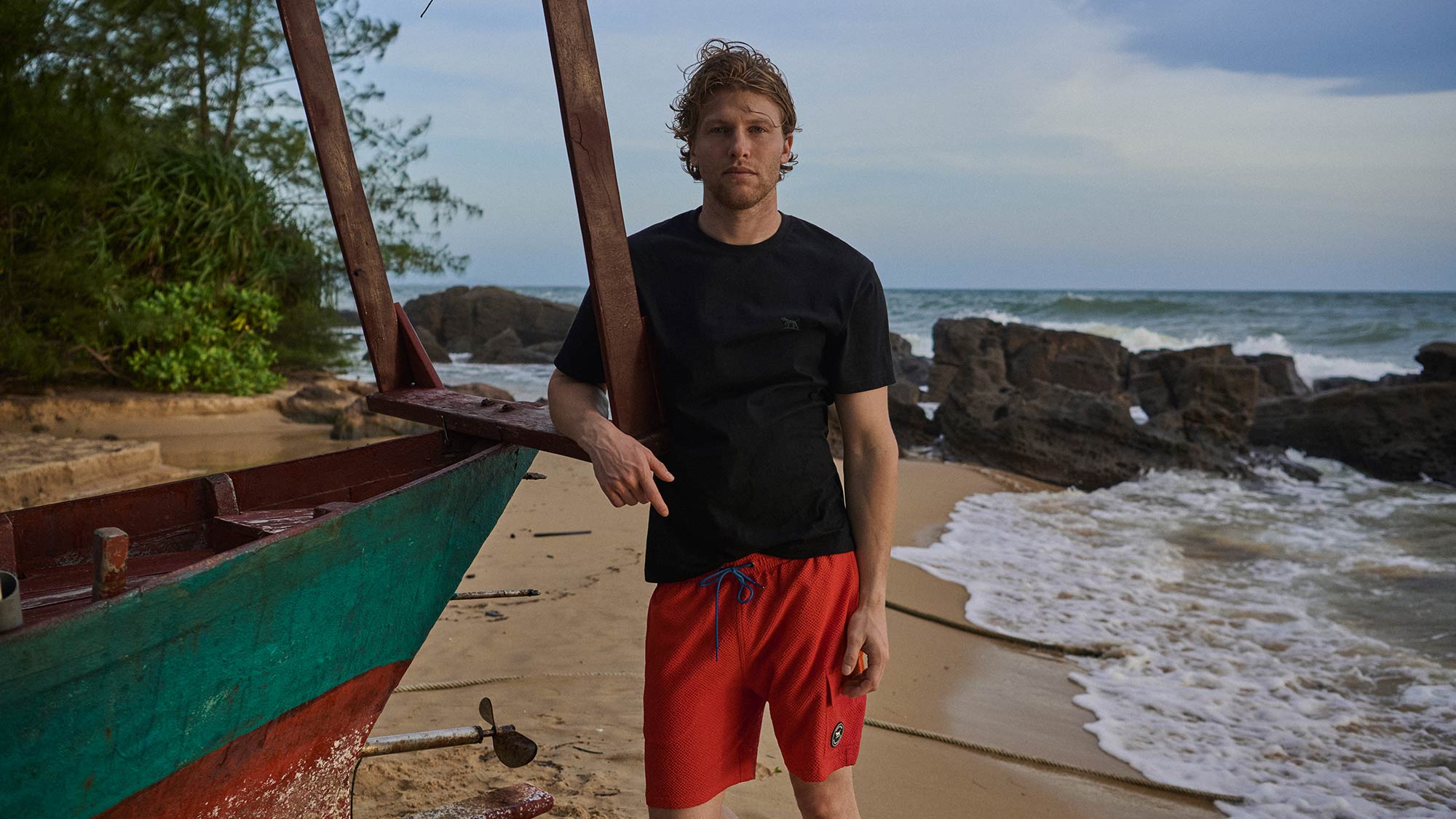 Men's summer collection featuring seasonal clothing and accessories