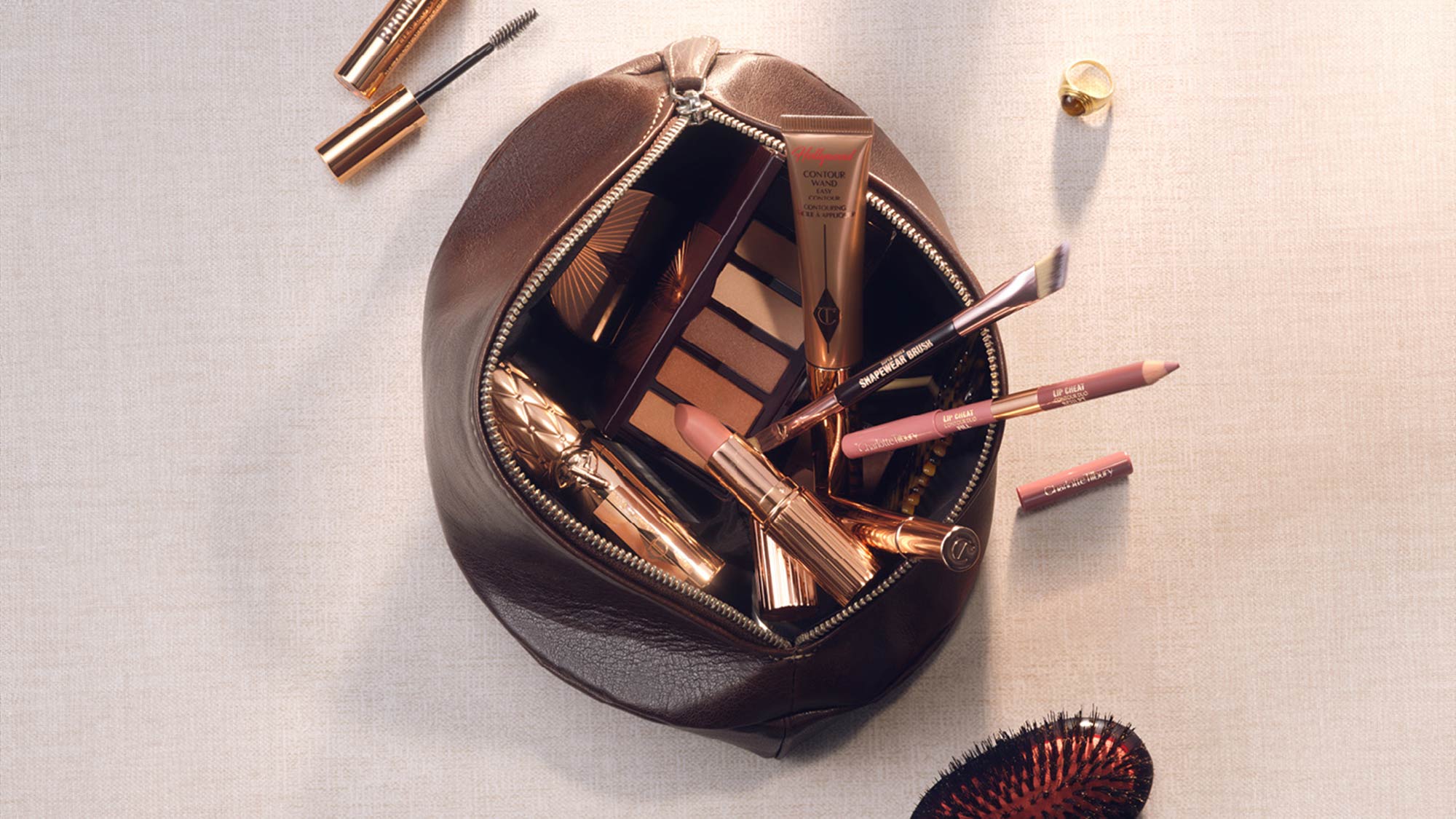 Stocking Fillers gifts with gingerbread and snow.