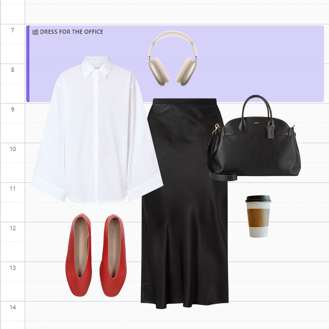 Woman wearing structured barrel-leg jeans and t-shirt as a versatile office foundation outfit