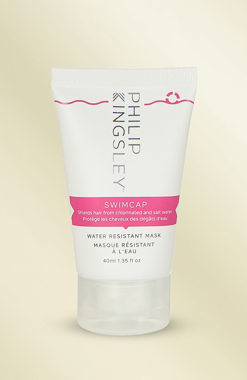 Philip Kingsley Swimcap, a water-resistant hair mask, shields hair from chlorinated and salt water. 40ml tube.