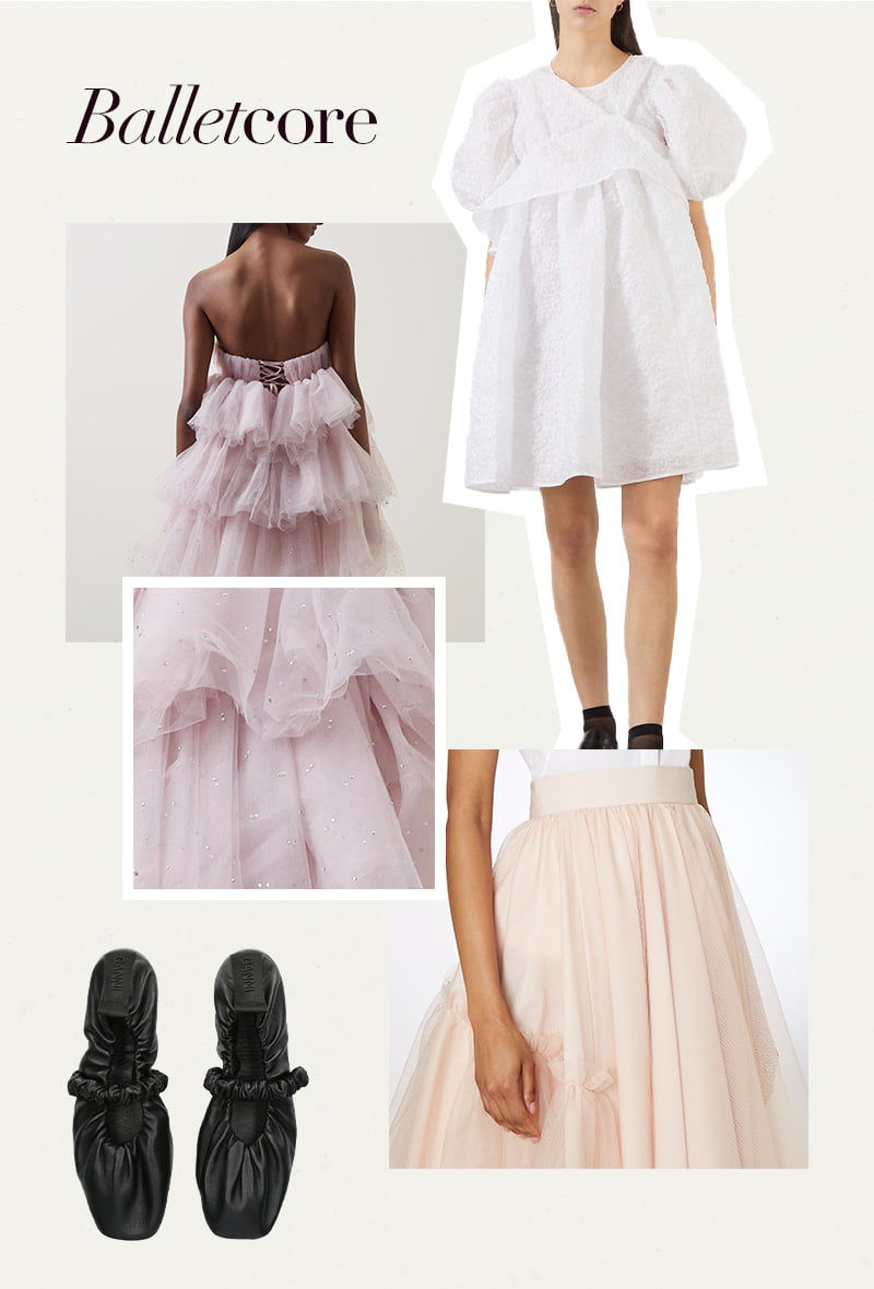 collage of ballet inspired clothing