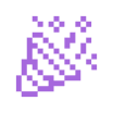 A pixelated globe icon
