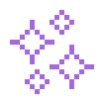 A pixelated globe icon