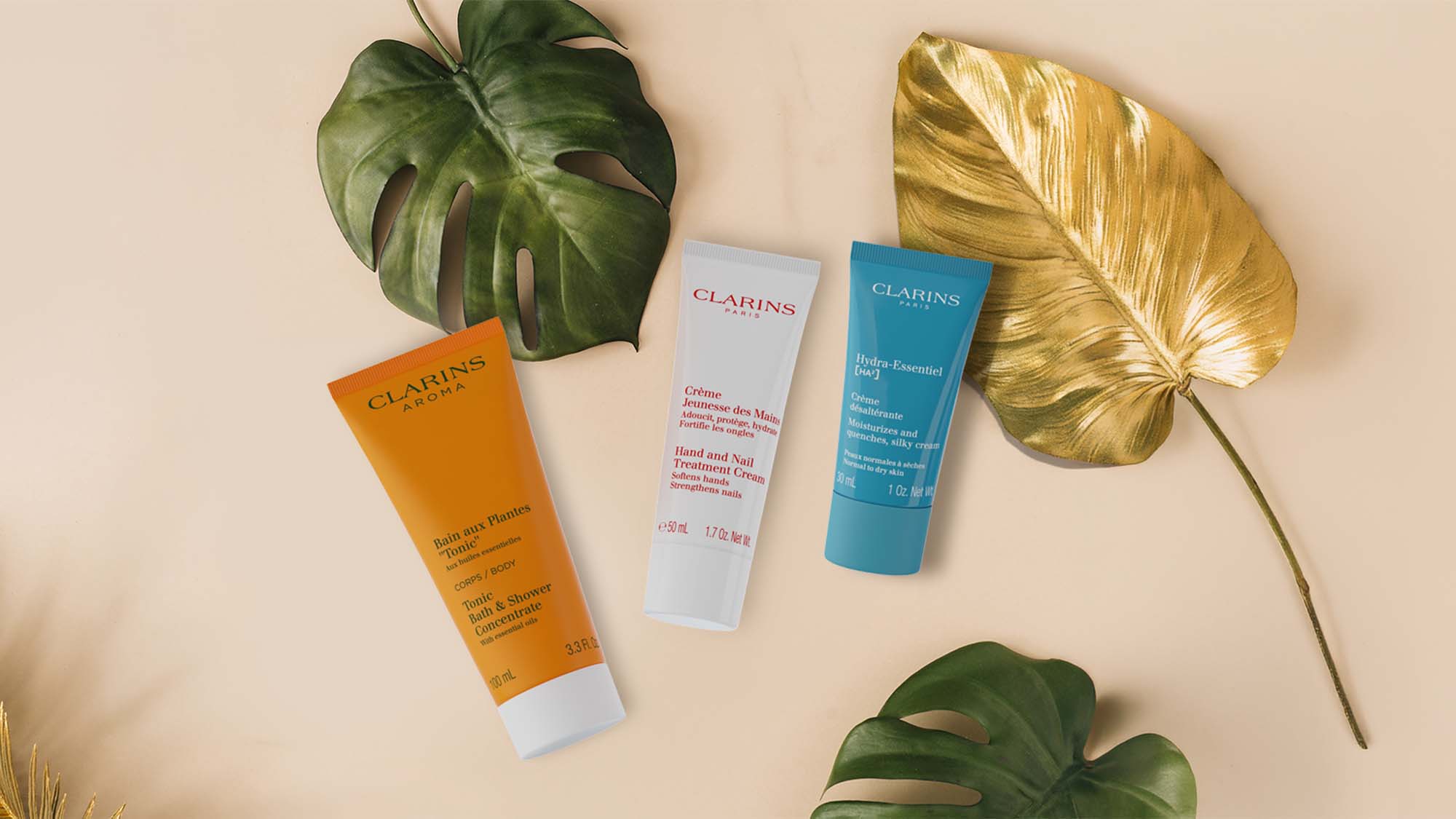 Clarins skincare products with gift with purchase offer