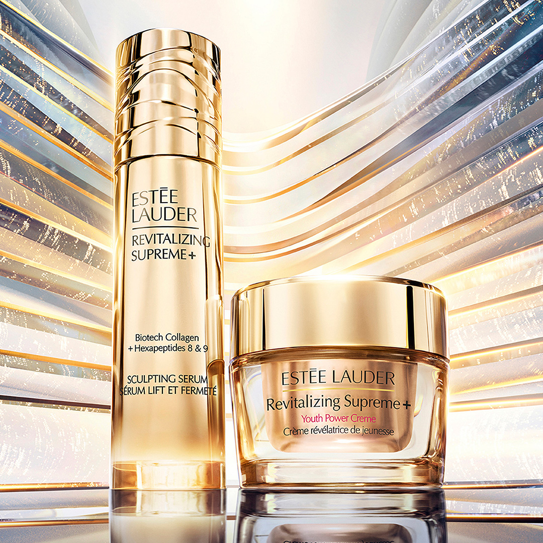 Estée Lauder skincare promotion with supercharge your skin messaging