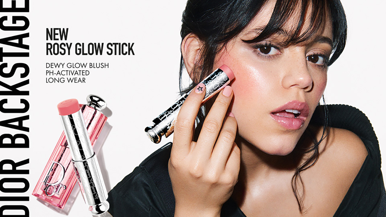 Jenna Ortega using Dior Rosy Glow Stick makeup product
