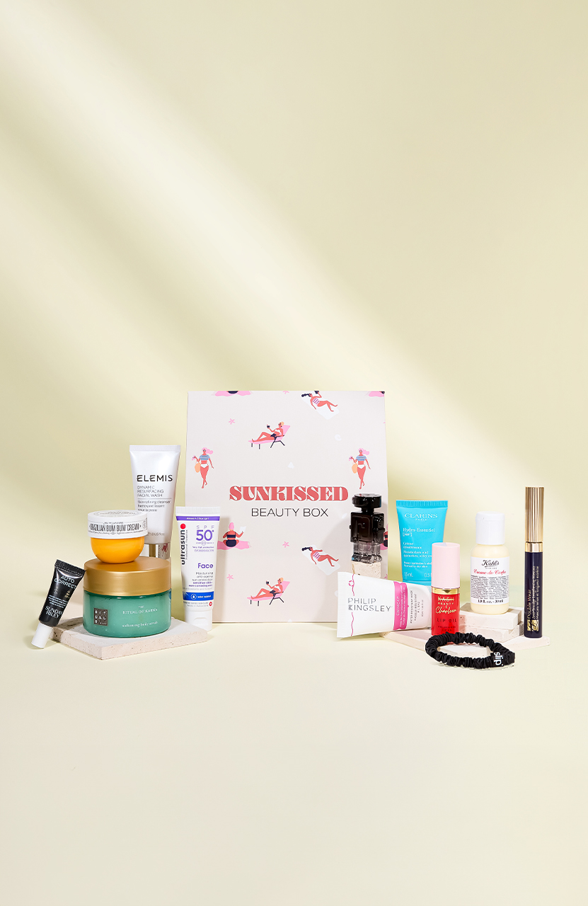 A list of beauty products on a ligh background