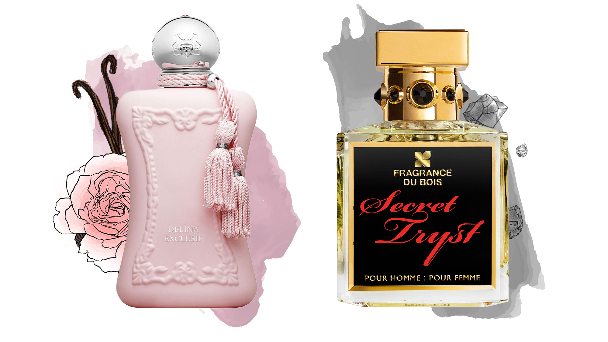 A stylized illustration of a romantic, intimate setting with soft lighting and elegant decor.