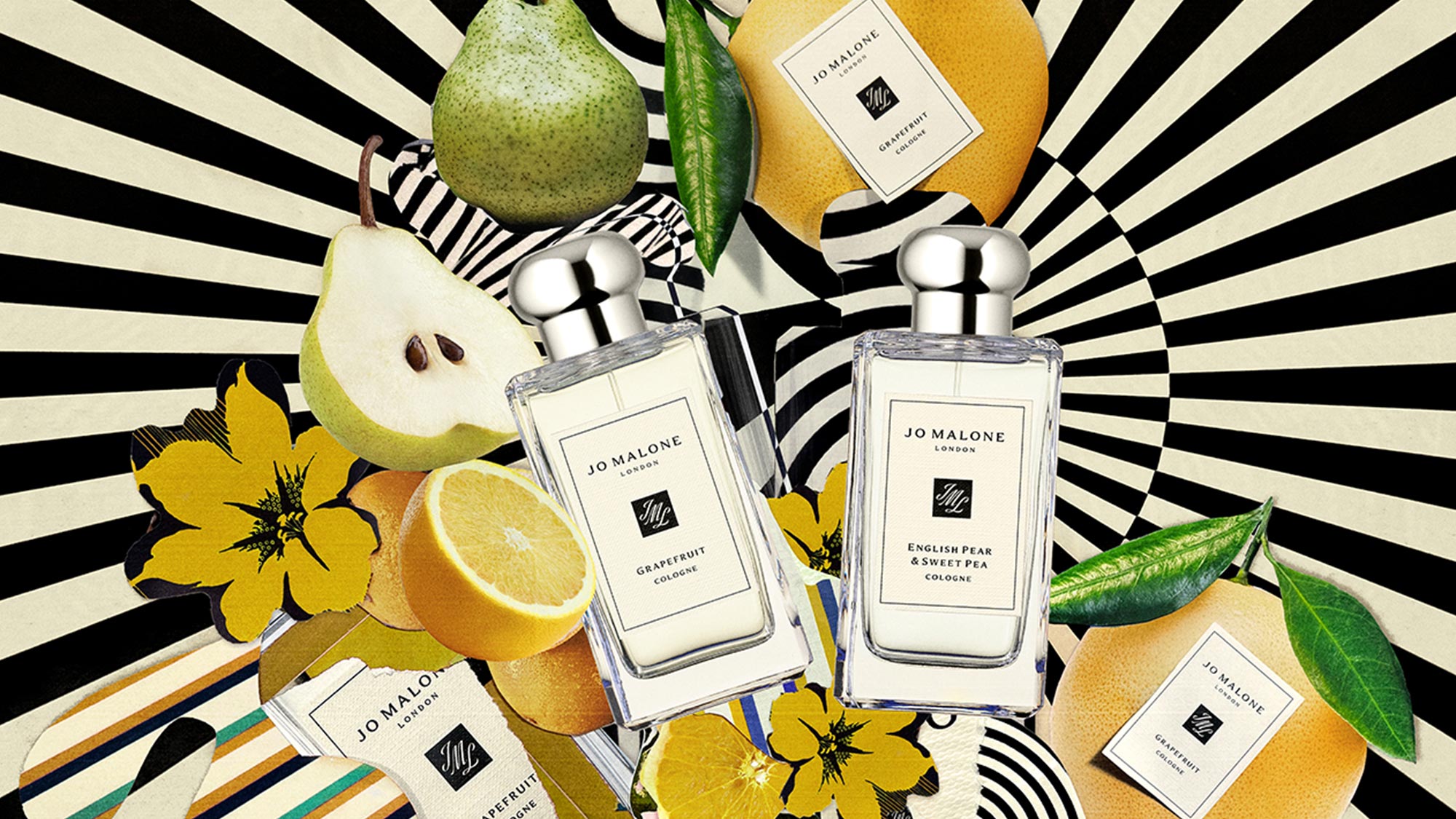 Jo Malone London fragrances next to a cup of tea