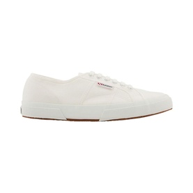 SUPERGA 2750 Cotu Trainers in white canvas, low-top lace-up silhouette with round toe and tan vulcanised gum sole