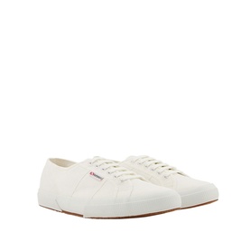 SUPERGA 2750 Cotu Trainers in white canvas, low-top lace-up design with embossed eyelets and vulcanised gum sole