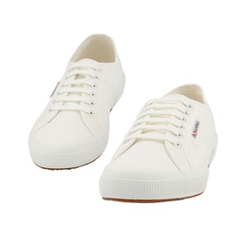 SUPERGA 2750 Cotu Trainers in white canvas, low-top lace-up style with vulcanised gum sole and signature tab detail