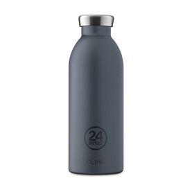 24 Bottles Clima Bottle 500ml Eclipse in grey, stainless steel insulated water bottle with silver screw-top lid