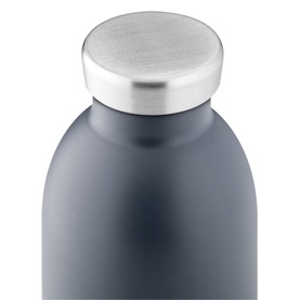 24 Bottles Clima Bottle 500ml Eclipse in grey with brushed silver screw-top lid, close-up detail shot