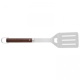 Berghoff Essentials 3 Piece BBQ Set spatula with dark wood-effect handle and slotted stainless steel head