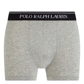 Ralph Lauren 3-Pack Trunks in grey marl with black logo waistband, classic trunk cut