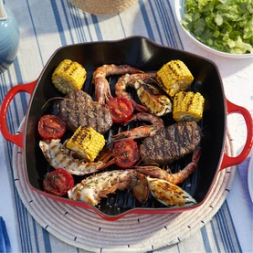 Signature Cast Iron Deep Square Grill 30cm Cerise