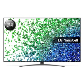 LG 65 Inch 4K NanoCell 81 Smart TV in grey, slim bezel display on silver stand, NanoCell branding visible