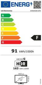 LG 65 Inch 4K NanoCell 81 Smart TV EU energy label rated F, 91 kWh/1000h, HDR, 163 kWh/1000h