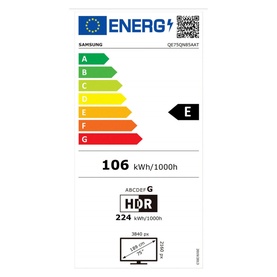 Samsung 75 Inch 4K QN85 NEO QLED Smart TV EU energy label, rated E, 106 kWh/1000h, HDR 224 kWh/1000h, 3840px resolution